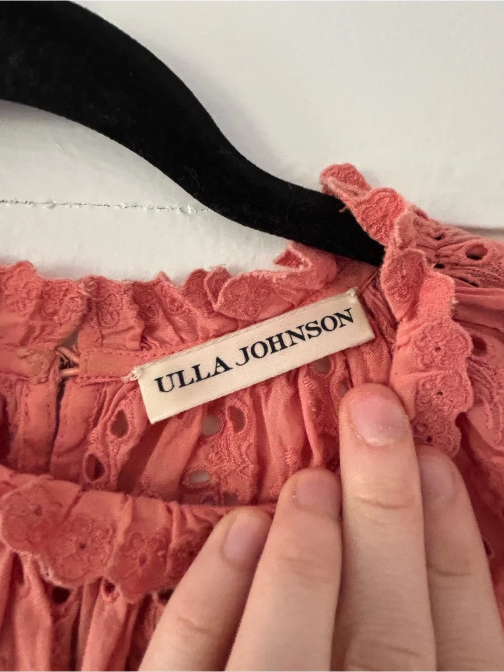 Ulla Johnson Fern Eyelet Puff Sleeve Blouse Coral size 0